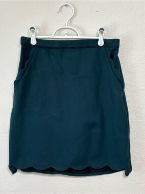 Skies Are Blue Deep Teal Scallop Hem Mini Skirt